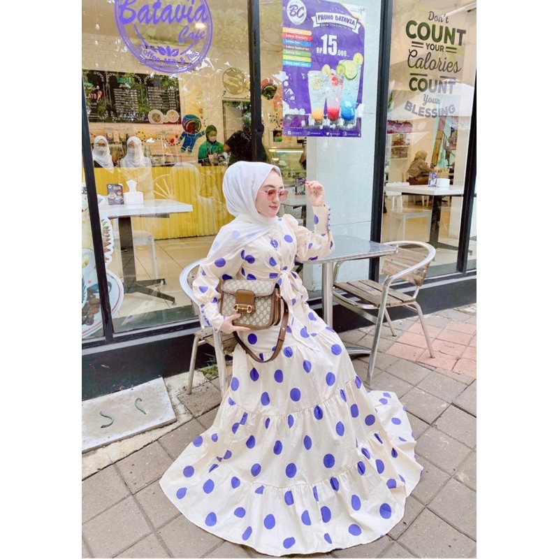 dress polkadot 2021 terbaru by shella saukiah