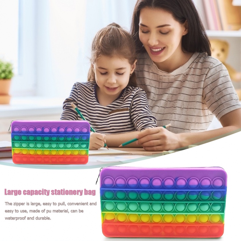 Ready✅Pop It Pencil Case/kotak pensil Pop Push Bubble Toy Kids Sensory Stress Reliever Toys I TEMPAT PENSIL POP IT PITA RAINBOW / KOTAK PENSIL POPIT MOTIF KARAKTER