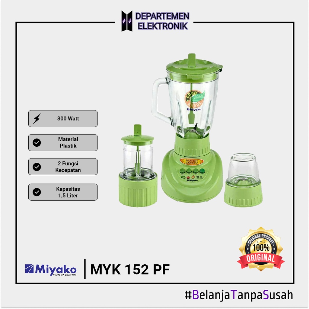 Miyako BL 152 PF AP Blender HIJAU &amp; PUTIH [1.5 L/3in1] MURAH BANGET / GARANSI RESMI