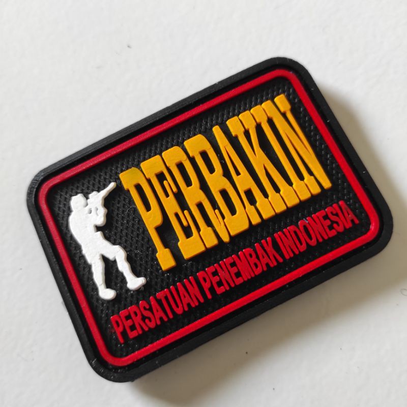 PATCH RUBBER LOGO PERBAKIN (PERSATUAN PENEMBAK INDONESIA) /TEMPELAN EMBLEM KARET VELCRO HUNTING