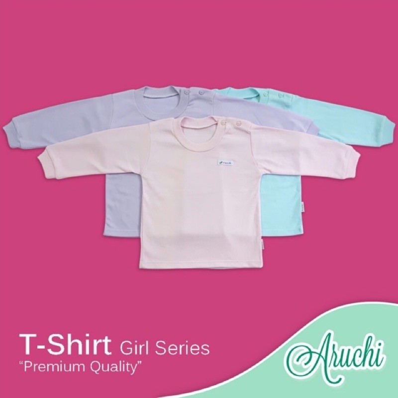 Aruchi POLOS NB S M L XL XXL (3pcs) Baju Panjang Kancing Depan / Oblong Bayi Anak