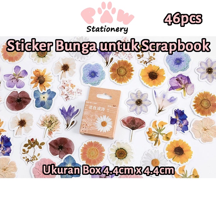 

46pcs Stiker Bunga Lucu Beragam Bunga Stiker Kembang Stiker untuk Scrapbooking Stiker Unik Cute Flower Stickers DIY Stickers Scrapbooking Stickers