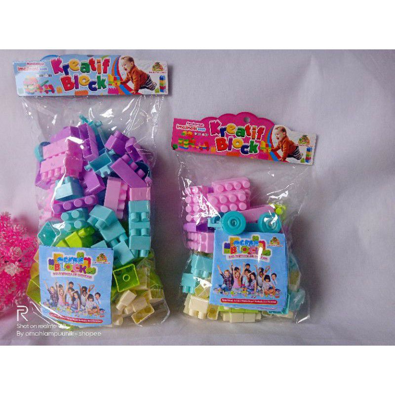 MAINAN ANAK EDUKASI LEGO BLOCK BESAR KREATIF BLOCK ISI 85 PCS