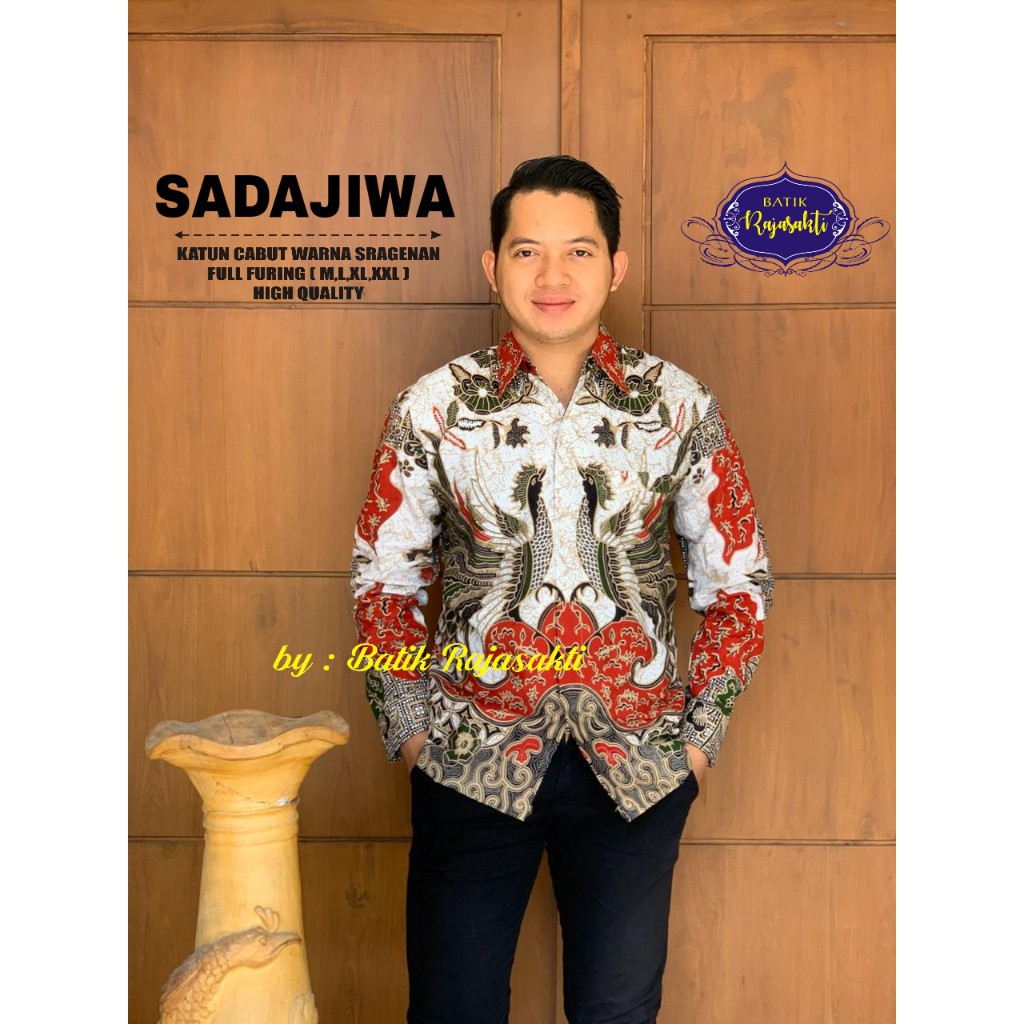 SADAJIWA Kemeja Batik Pria Lengan Panjang Katun Halus FULL FURING Rajasakti