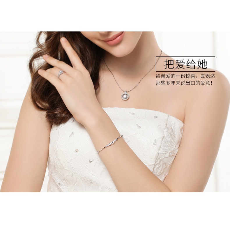 Gelang Bahan Silver 925 Hias Berlian Zircon Warna Ungu Putih Gaya Korea Untuk Wanita