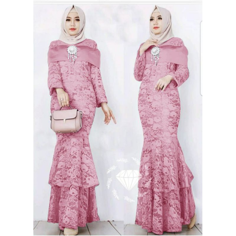 GAMIS DUYUNG REAL PIC // BAHAN BRUKAT TULANG LAPIS FURING BAN DADA MOSCREPE LD94 PJ140 FIT M - L