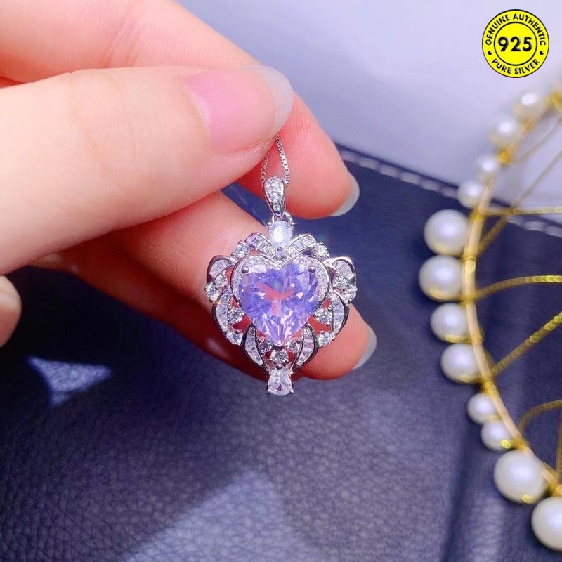 Cincin Dengan Liontin Kristal Amethyst Lavender Natural