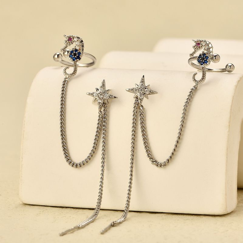 Anting Tusuk Gantung Temperament Bahan Sterling Silver 925 Desain Rumbai Panjang Untuk Wanita