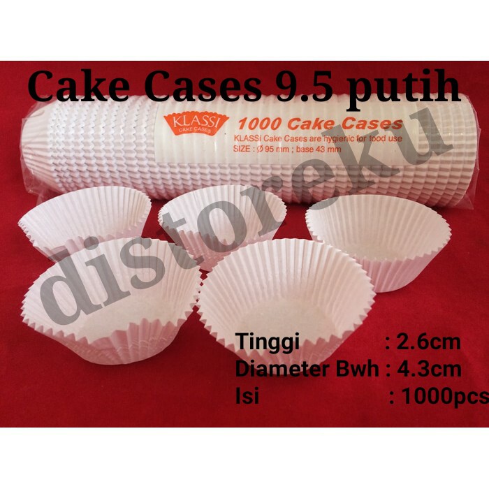 1000pcs cake cases paper cup kertas cetakan kertas kue kering 9.5 putih klassi