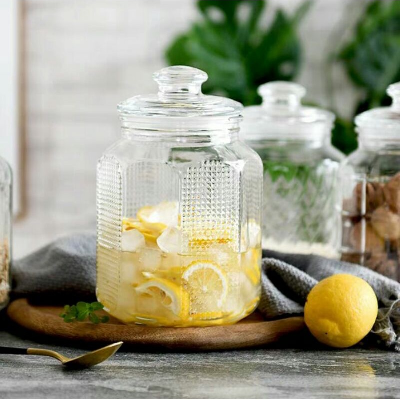 Toples kaca 2,2liter | Toples kaca Manisan kedap udara | Toples Kaca Lebaran natal imlek