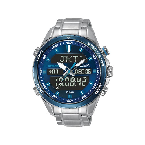 Alba pria Digital AZ4059X1 World Time Blue AZ4059