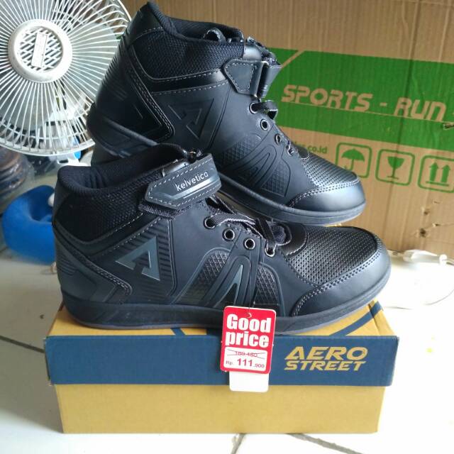 SEPATU SEKOLAH AERO STREAT KELVETICA FULL BLACK