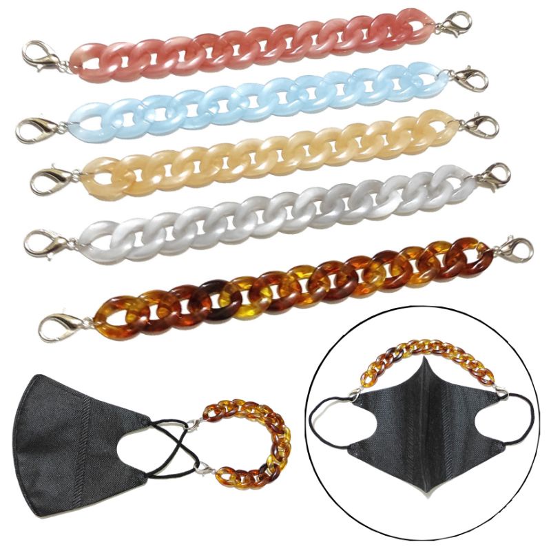 Konektor Masker Hijab Mask Connector Acrilic Chain Transparan Bening Rantai Akrilik