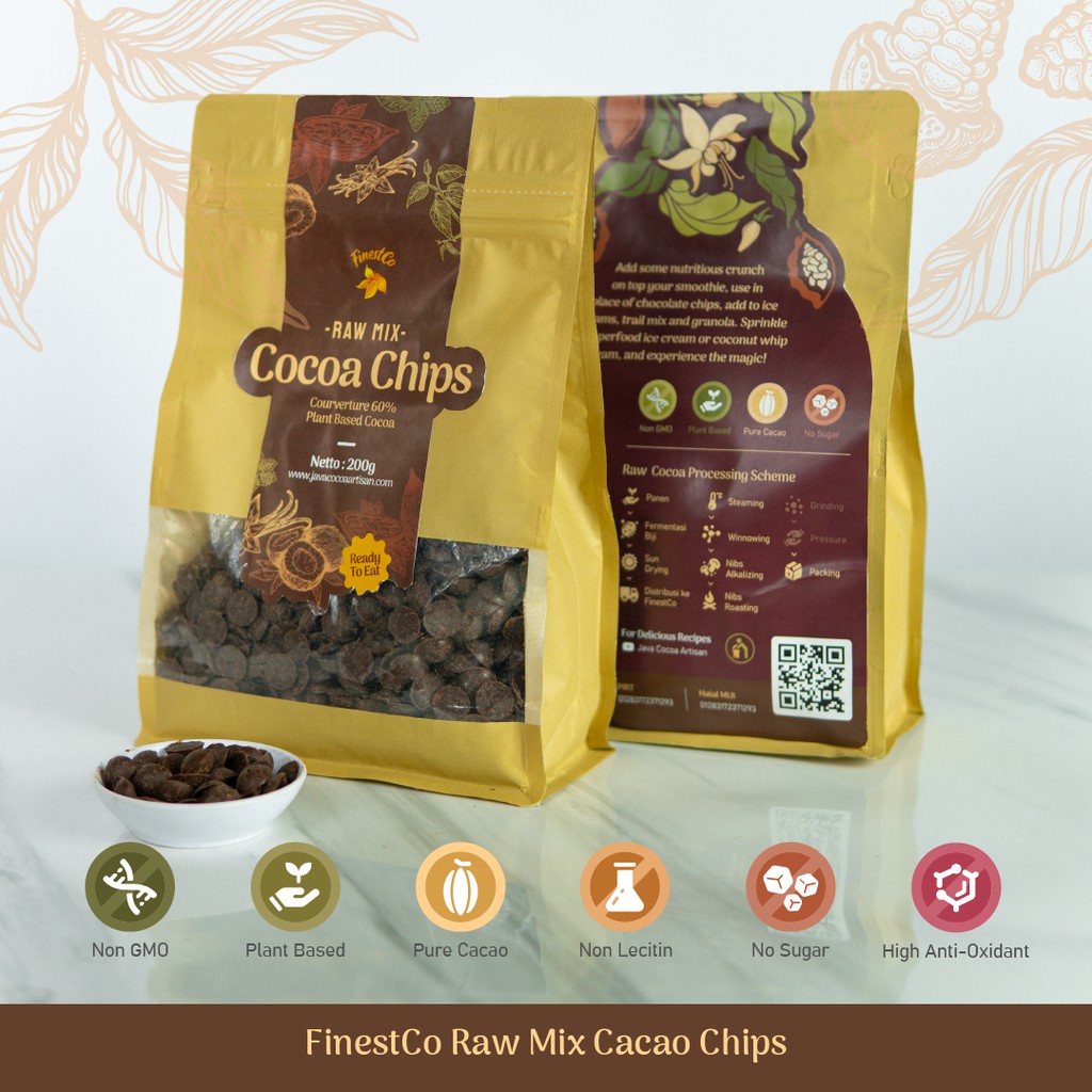 

Cocoa Chips 1kg Courveture 60% / Finestco Signature Pasta Cacao Chips From Pure Premium Criollo Beans