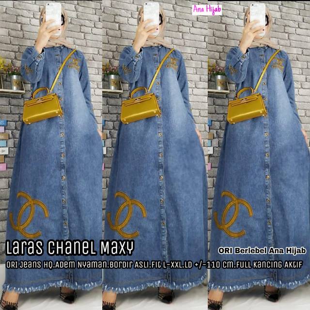 laras channel gamis jeans by ana hijab