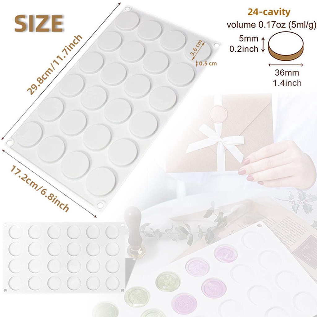 LANFY 24-Cavity Wax Seal Stamp Waxing Mould Pad Lolly Mold Scrapbooking Silicone DIY Craft Adhesive Mat