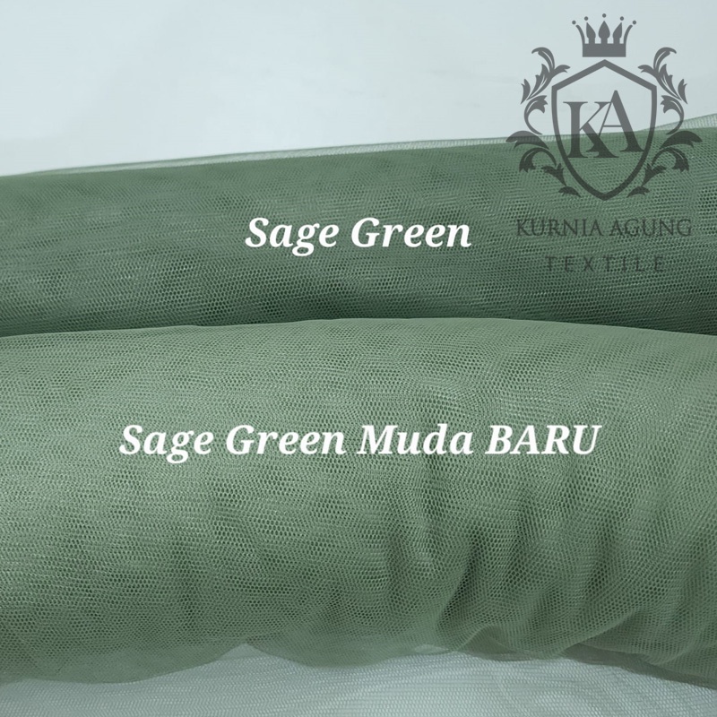 Kain Warna Sage Green Polos Soft Tile Satin Organza Furing Meteran Polos Bahan Gamis Wanita Dress Gaun Pesta per 50 cm