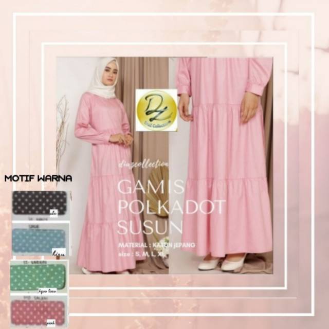 Gamis polkadot susun katun jepang