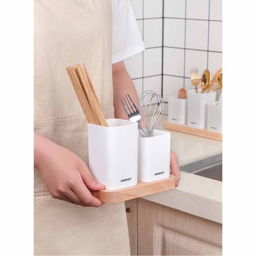 G8A sumhut rak organizer dapur tempat sendok garpu kitchen storage 2 box - ll251 - white Or-i