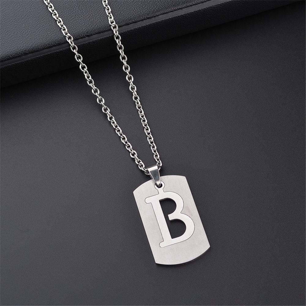 Lily Alphabet Kalung Inisial Wanita Fashion Cursive Bib Rantai Minimalis Logam 26huruf