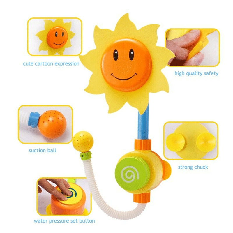 Baby Kids Bath Sunflower Spray Hand-eye Water Shower Tub Faucet Bathroom Toys