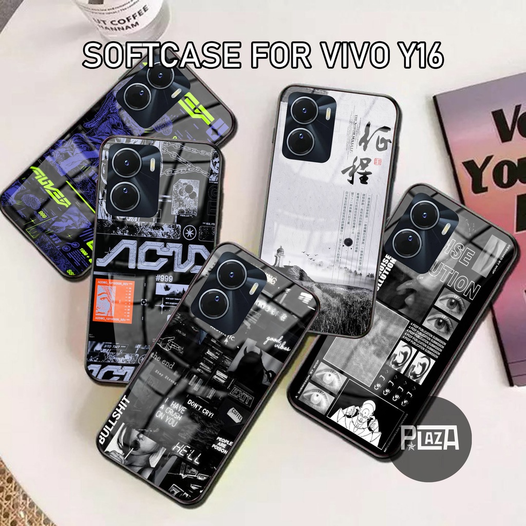 Softcase Glass Kaca [K118] VIVO Y16 2022 Terbaru Casing Handphone-Pelindung Handphone-Aksesoris Handphone-Plazacase.id