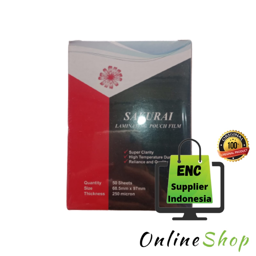 

sakurai 50 lembar 250 mic plastik laminating ktp 250mic micron 68.5x97 mm per pak - enc.sup