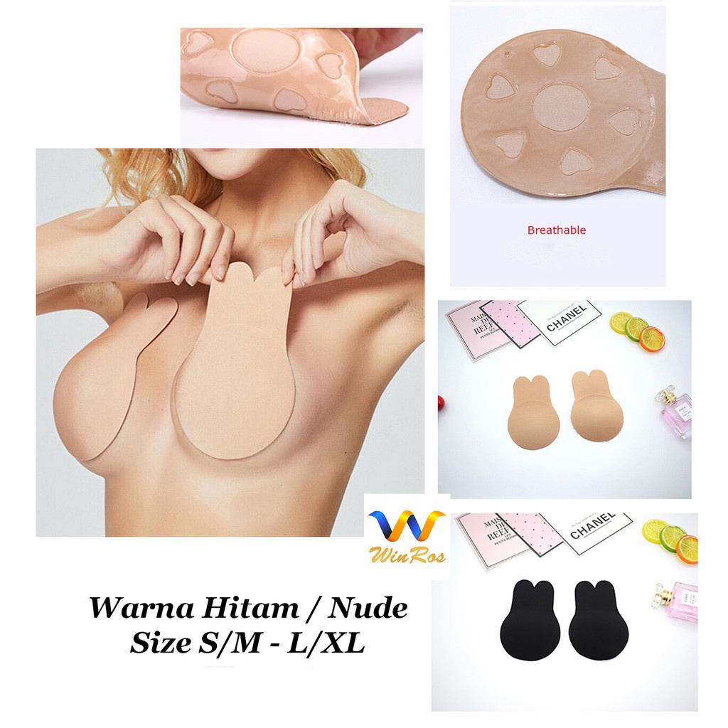 Bra Strapless Push Up Tempel Backless Tanpa Tali Bra Silicone Gel Telinga Kelinci