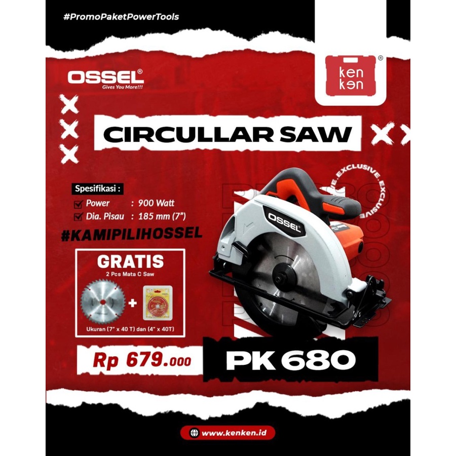 GRATIS Mata Gergaji Kayu Listrik PK 680 Mesin Circular Saw PK680 Ossel