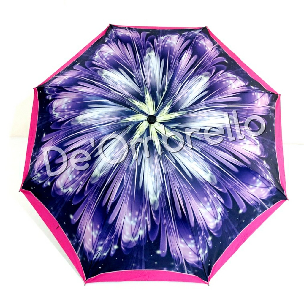 (369)Payung Lipat 4 Motif Firework Dalam Hitam Anti UV