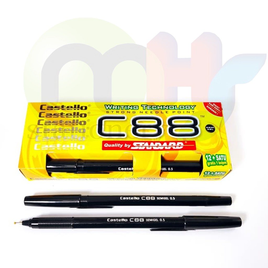 STANDARD Bolpoin Pulpen Ballpoint Semi Gel Pen Pena C88 C-88 0.5mm 1 Box 12 Pcs