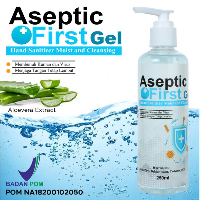 Hand Sanitizer Gel ASEPTIC FIRST berizin BPOM HANDSANITIZER 250ml