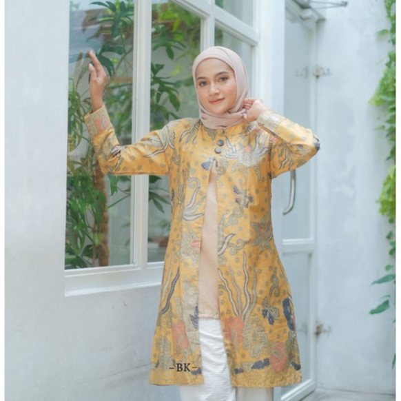 Batik Alina Tunik Batik Baju Batik Wanita Modern Atasan Batik Kerja Wanita Blouse Batik Kantor Seragam M L XL XXL