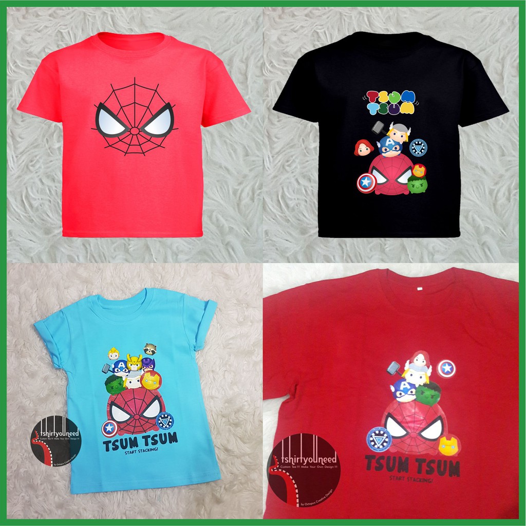 Kaos Anak Dewasa TYN Tsum Tsum Marvel Avengers Spiderman