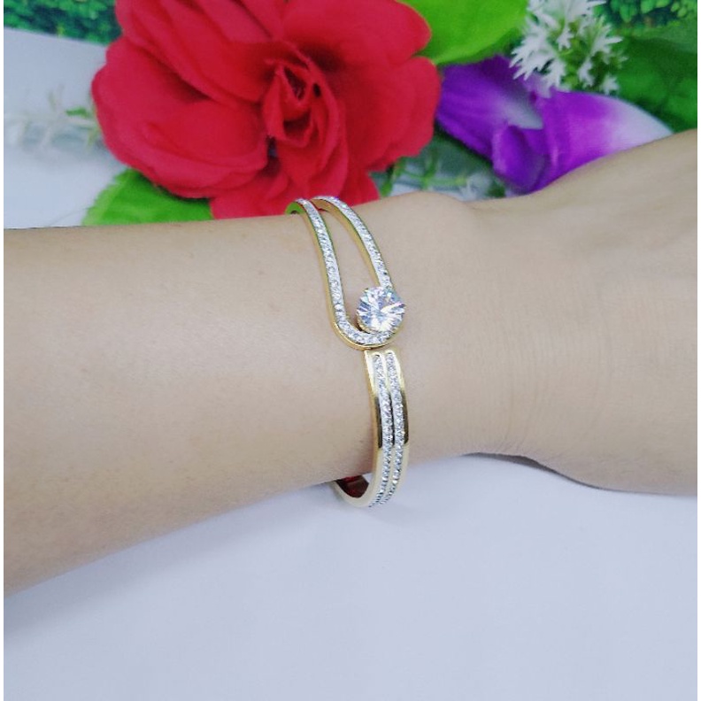 Set Gelang dan Cincin titanium permata T019