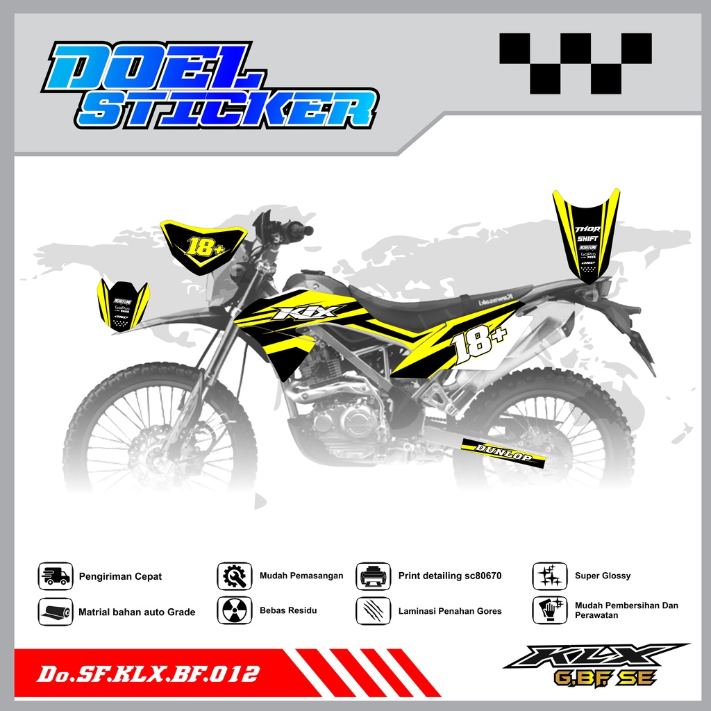 Sticker Striping Honda KLX 150 G , BF , SE Lama List Variasi Hologram , Crome Doel 012