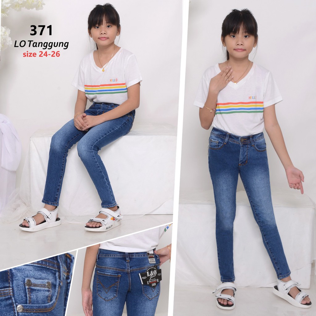 ( Size 24-26 ) MC girl Celana Jeans Panjang Premium Anak Tanggung / Celana Pensil Skinny Denim Anak Perempuan Lgo