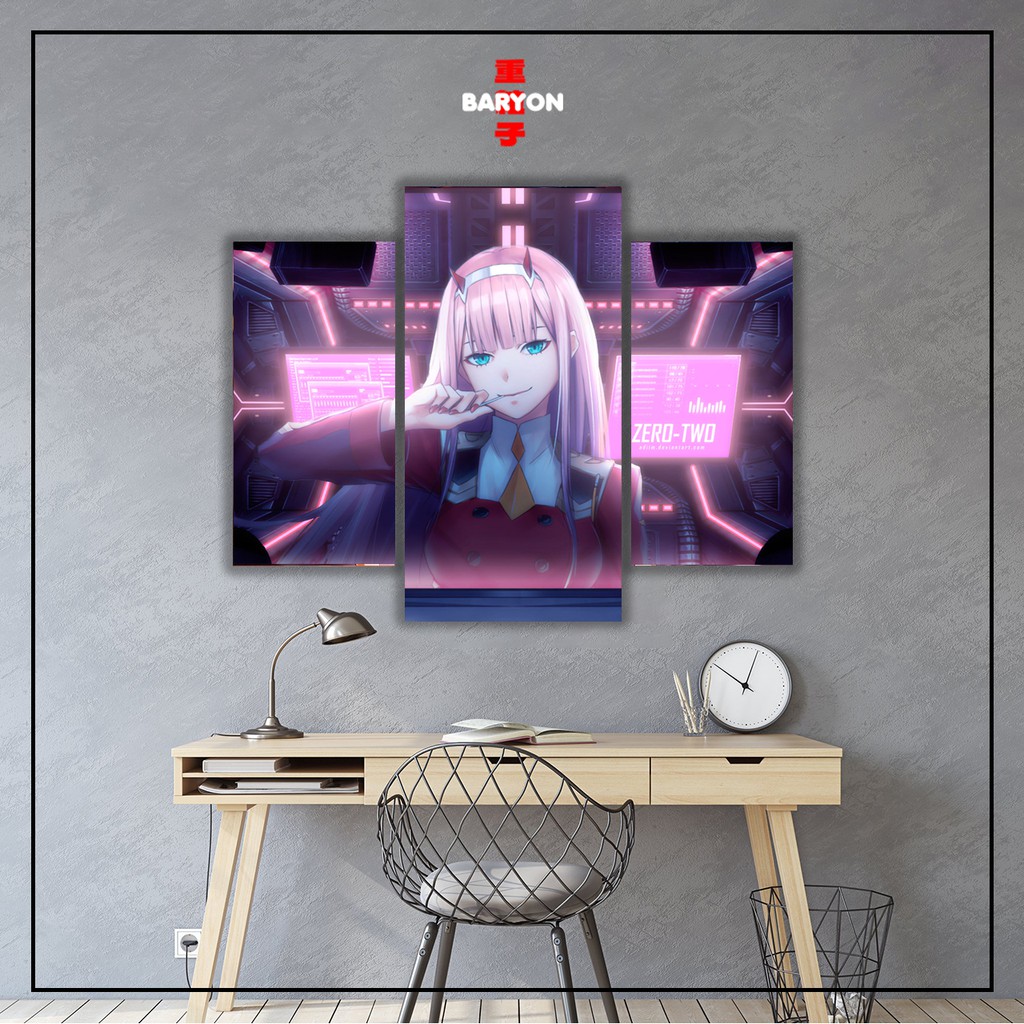 BARYON Wall Decor Zero Two Darling In The FranXXX Hiasan Dinding 1 Set Poster Kayu Pajangan Anime