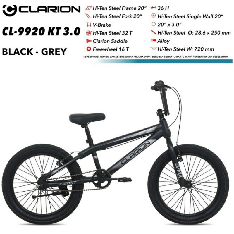 Sepeda BMX Anak 20 inch Clarion 9920 Ban 3.0 Jumbo&amp;BMX Phoenix 720 Ban 2.125 Go BMX