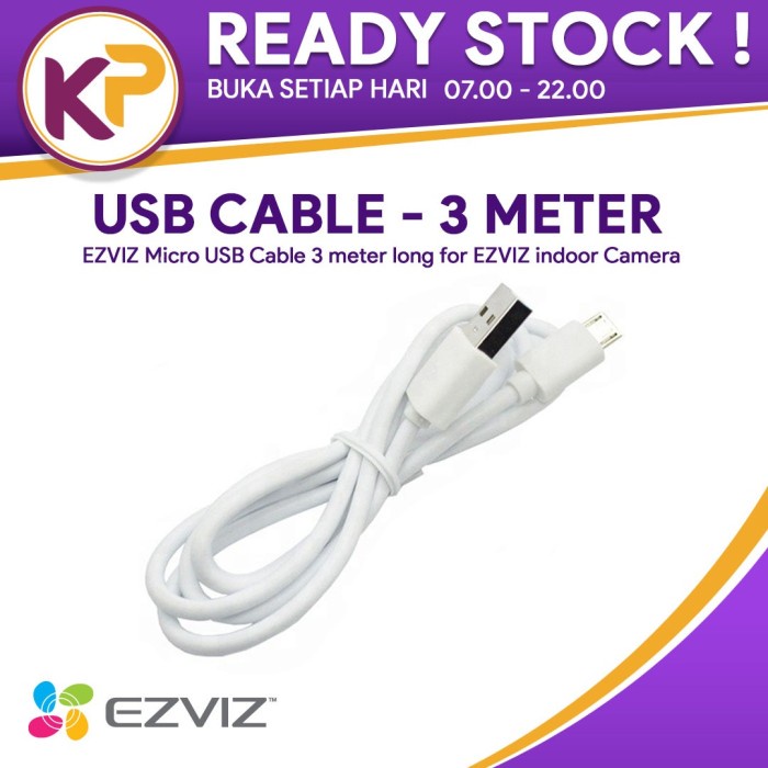 EZVIZ Micro USB Cable 3 meter long for EZVIZ indoor Camera