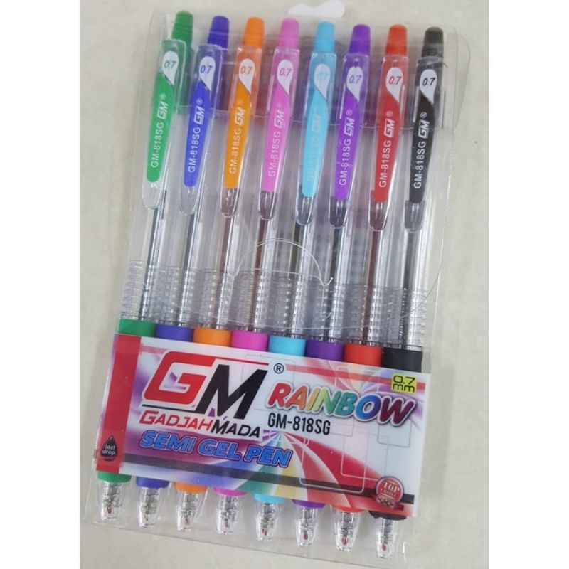 

Pulpen Gajahmada Semigel 8warna Rainbow