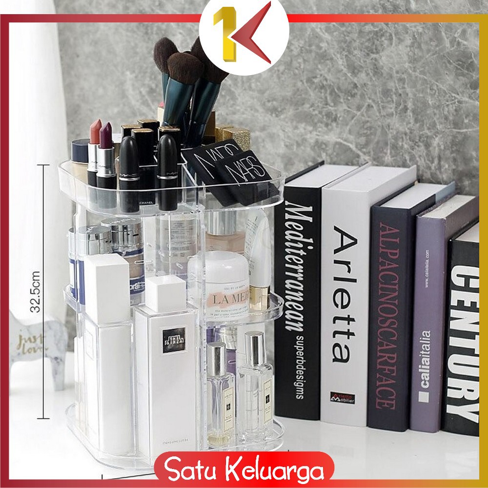 Rak Kosmetik Acrylic Putar 360 Derajat Diamond / Polos Rak Make Up Organizer Tempat Makeup SK-K5/K6 B