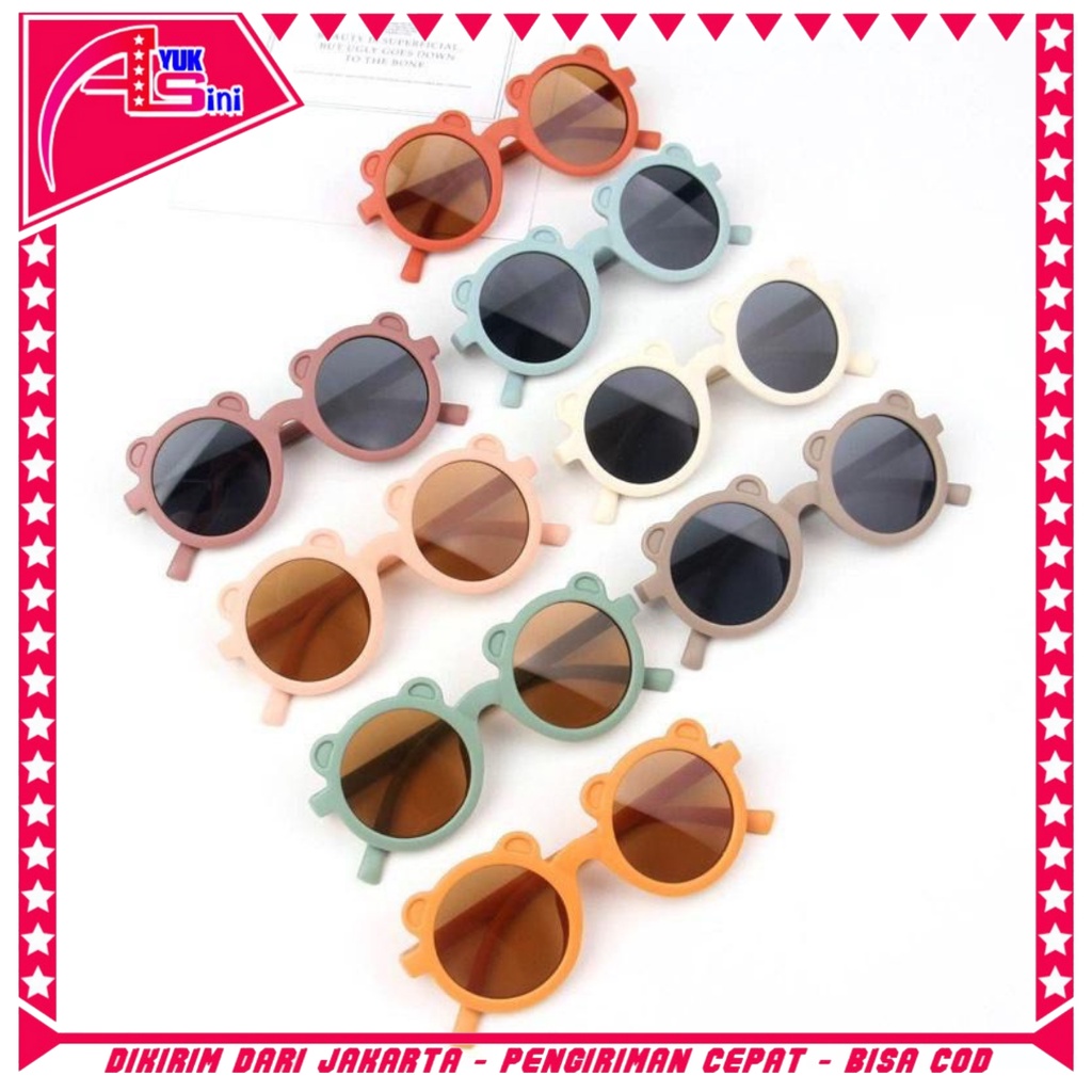 Kacamata Anak Beruang Fashion Telinga Beruang Kaca Mata Hitam High Quality Kids Sunglasses Kaca Mata Murah Import