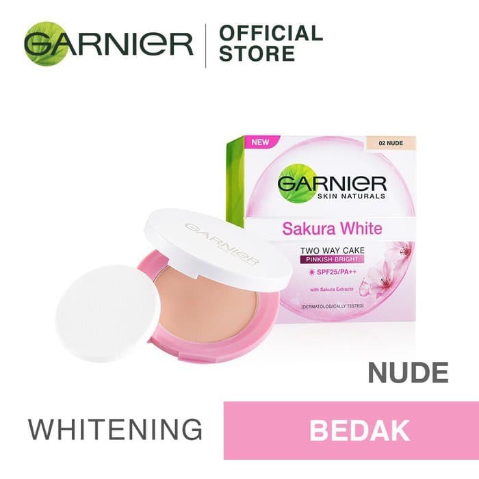 garnier sakura white two way cake pinkish bright spf 25