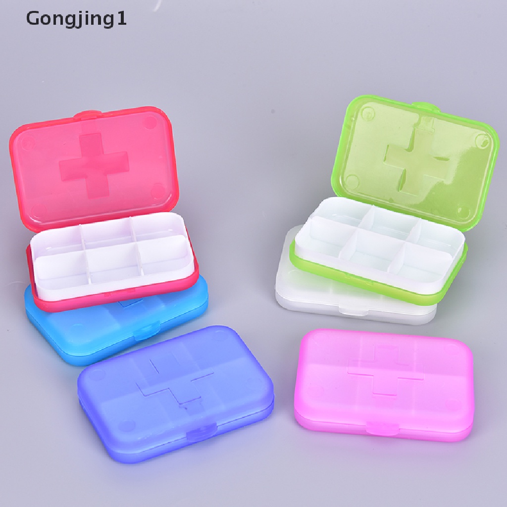 Gongjing1 Kotak Penyimpanan Obat Pil 6 Slot Portable Untuk Travel