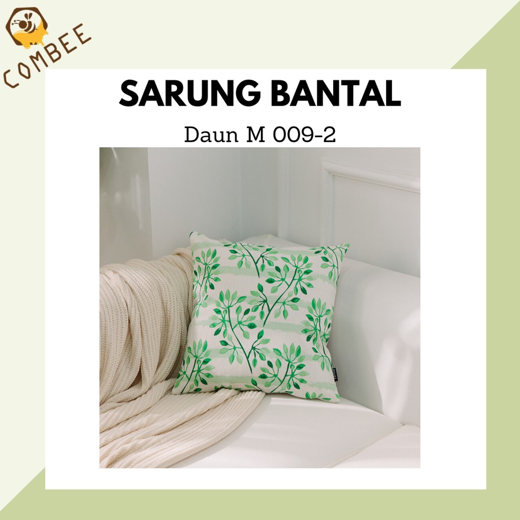 Pillow Case / Sarung Bantal / Sarung Tutup Bantal Sofa Kain Cotton Linen Daun M009