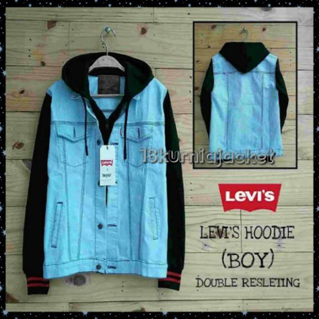 Promo Jaket Jeans Pria Doble sleting Hoodie Levis Ariel Bandung Murah Murah
