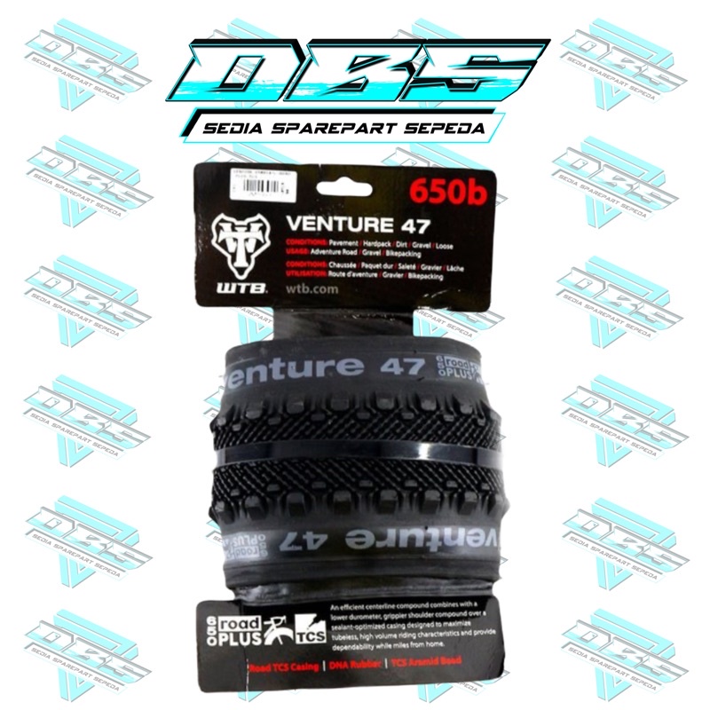 BAN LUAR WTB VENTURE 650B X 47C BLACK KEVLAR GRAVEL BIKE TIRE
