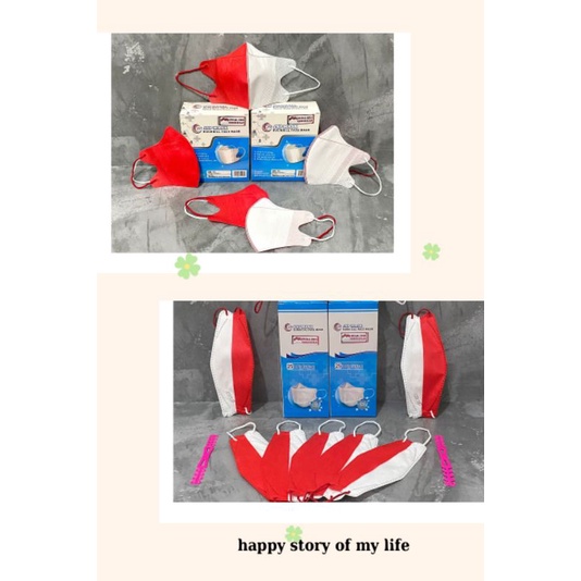 25PCS KF94 Merah Putih Dan Duckbill 50pcs Merah Putih Emboss JSP Masker Kemenkes