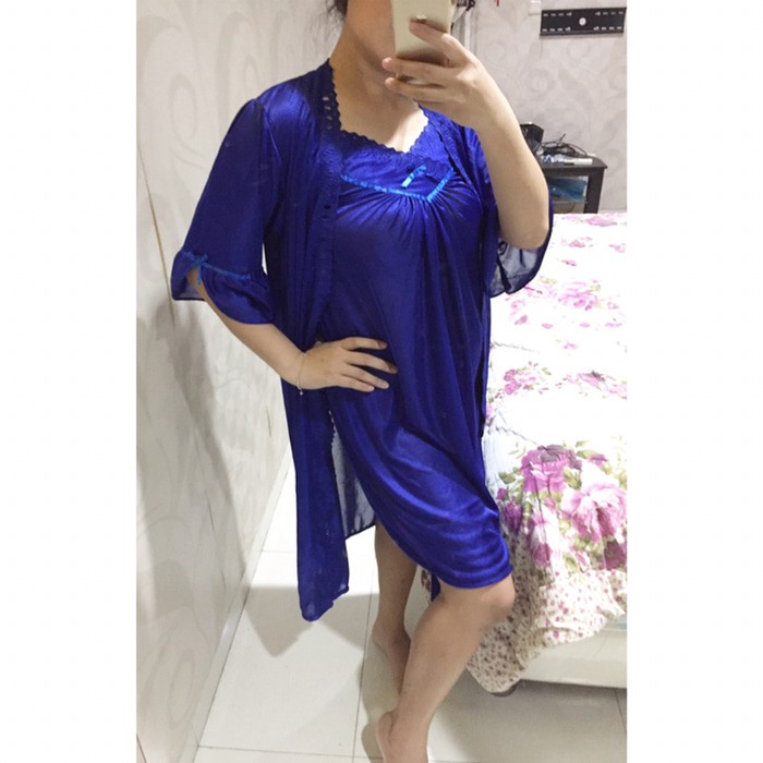 READY STOK Perlengkapan Mandi Baju Tidur Sexy Trikot Licin / Daster sexy Kimono sexy malam pertama